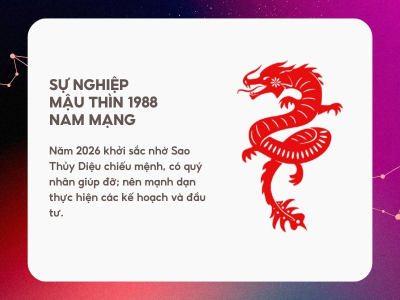 Sự nghiệp năm 2026 tuổi Mậu Thìn 1988