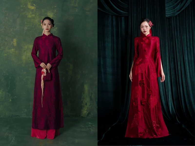 áo dài đỏ đậm cho da ngăm