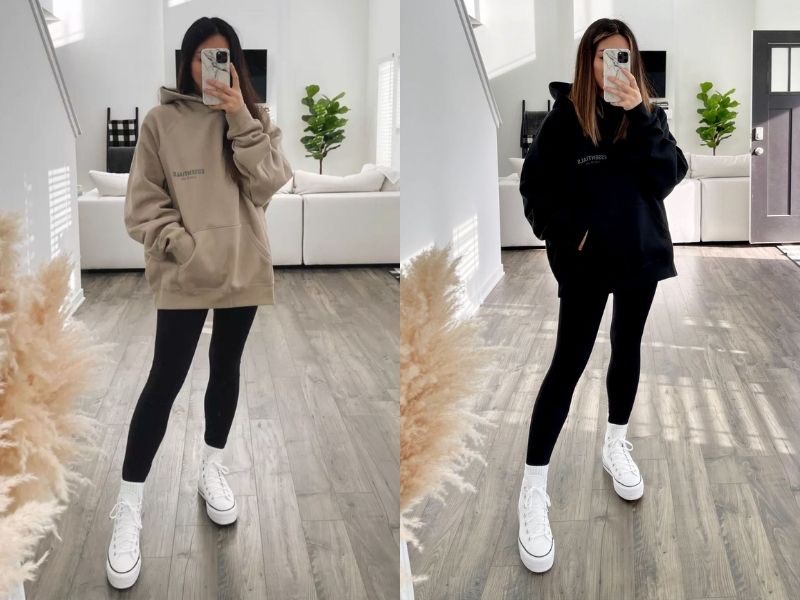 Hoodie phối legging
