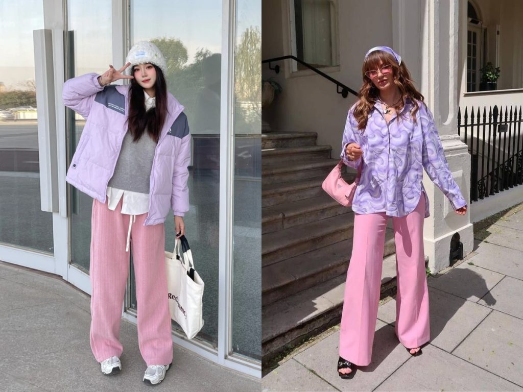 Phối đồ màu tím với màu hồng