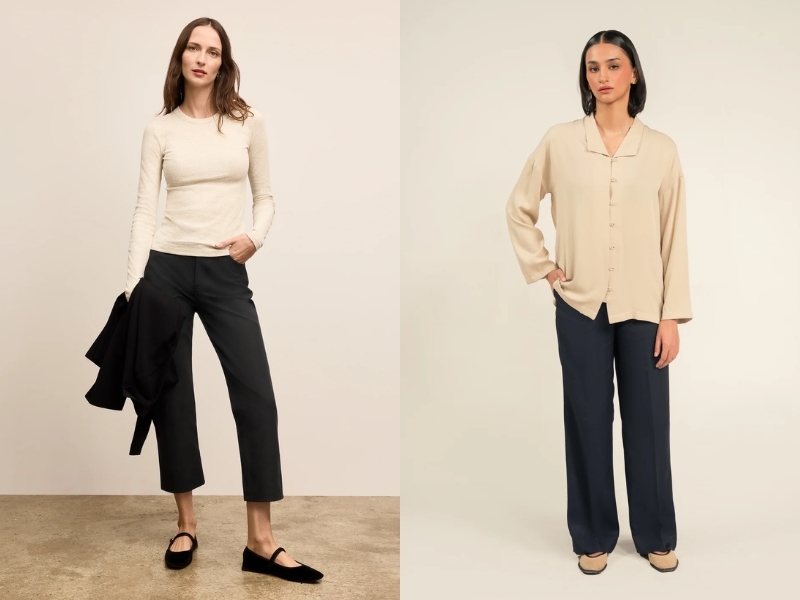  Quần đen mặc với áo màu kem dành cho nữ