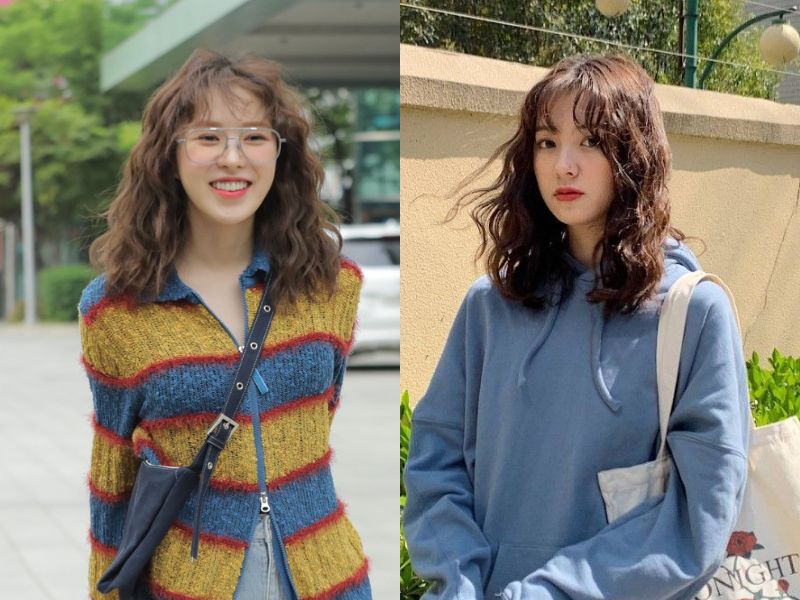 tóc xoăn xù dài ngang vai