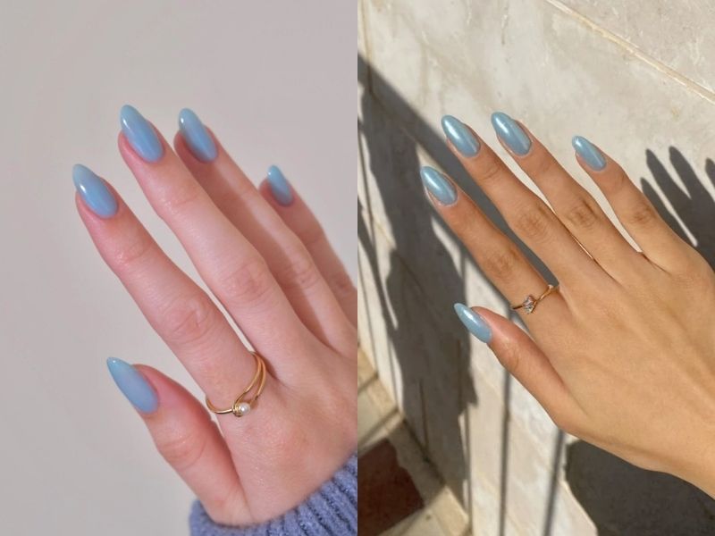 nail màu xanh dương nhạt