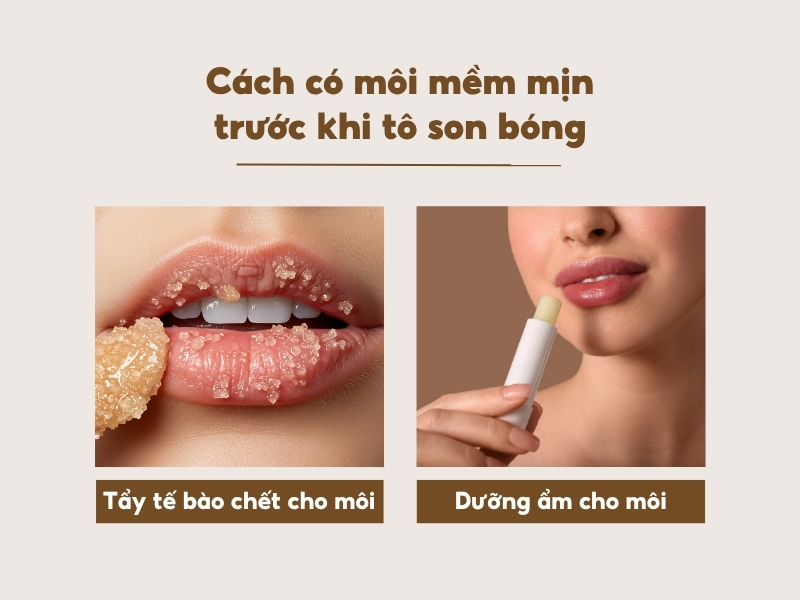 Dưỡng môi và tẩy tế bào chết trước khi tô son bóng 