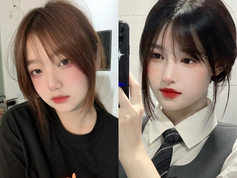 Tóc mái thưa vén xéo 