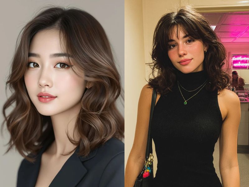 tóc uốn ngang vai lọn lớn