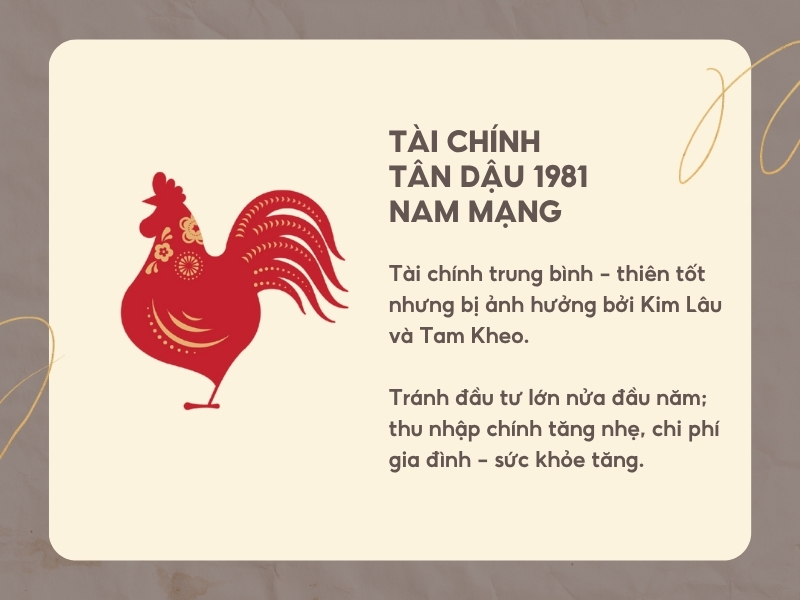 Tiền bạc năm 2026 của nam Tân Dậu 1981