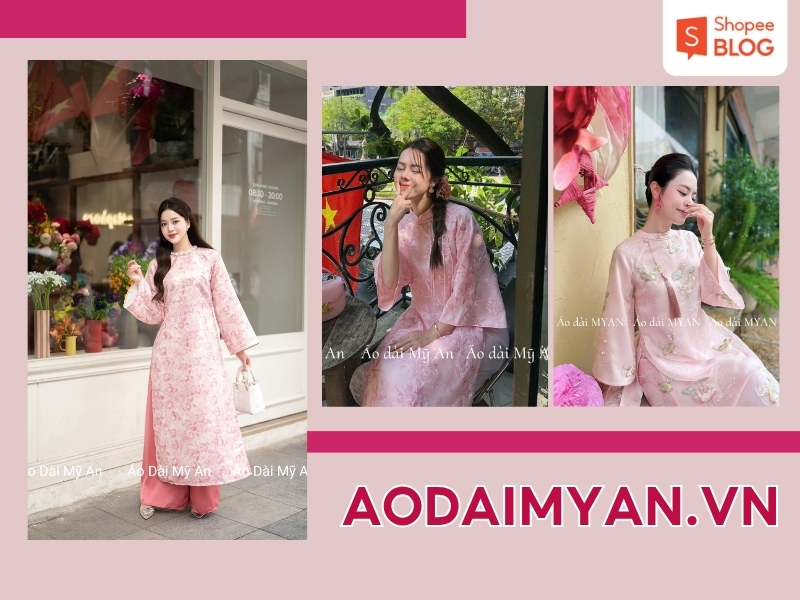 aodaimyan.vn shop bán áo dài màu hồng