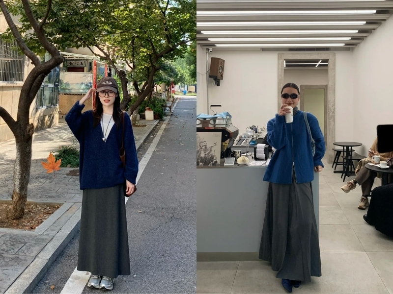 phối đồ màu xanh dương đậm