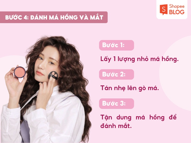Bước tán má hồng và đánh mắt