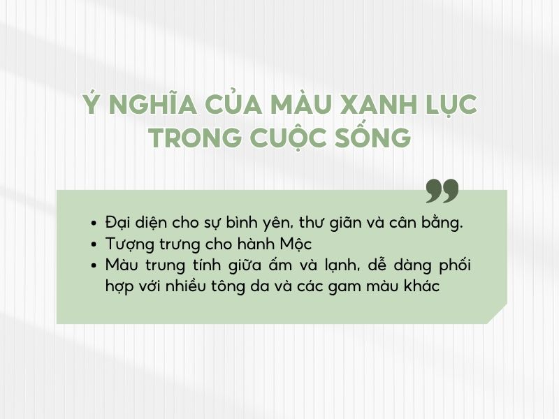 Ý nghĩa của màu xanh lục trong cuộc sống