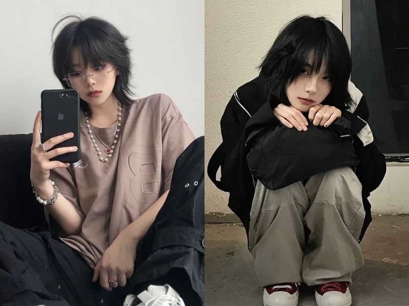 tóc tomboy mullet mái bằng