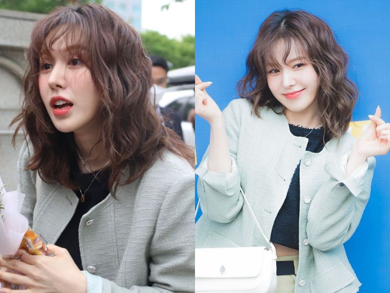 tóc ngang vai gợn sóng đi tiệc wendy