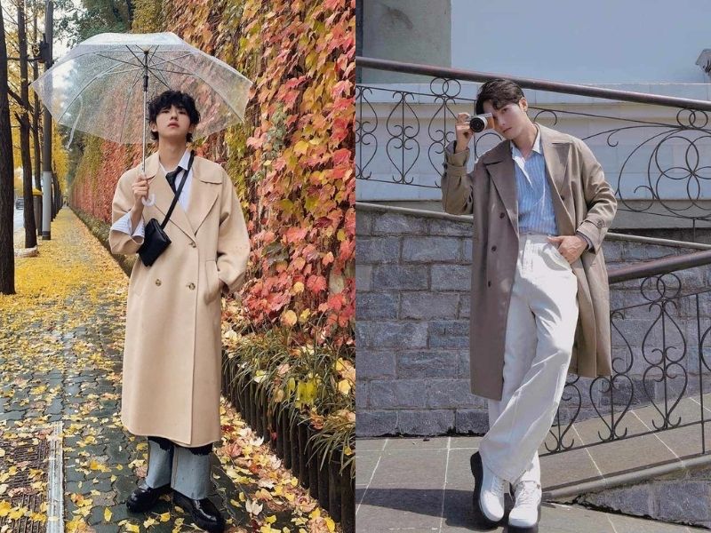 Trench coat phối sơ mi