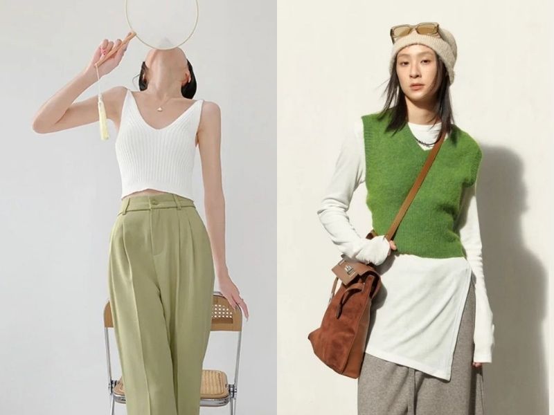 Phối đồ màu olive với màu trắng