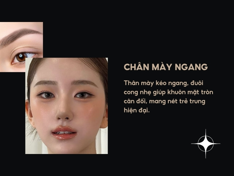 Chân mày ngang cho mặt tròn