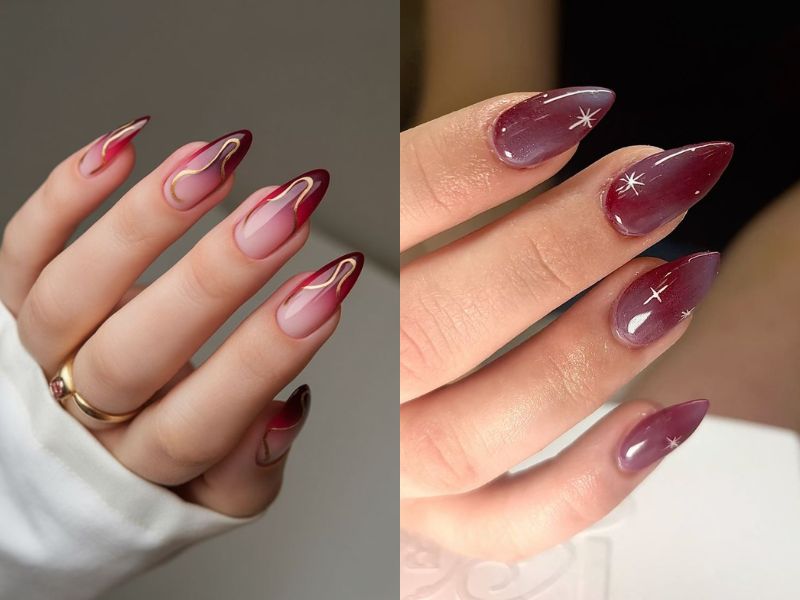 nail đỏ ombre