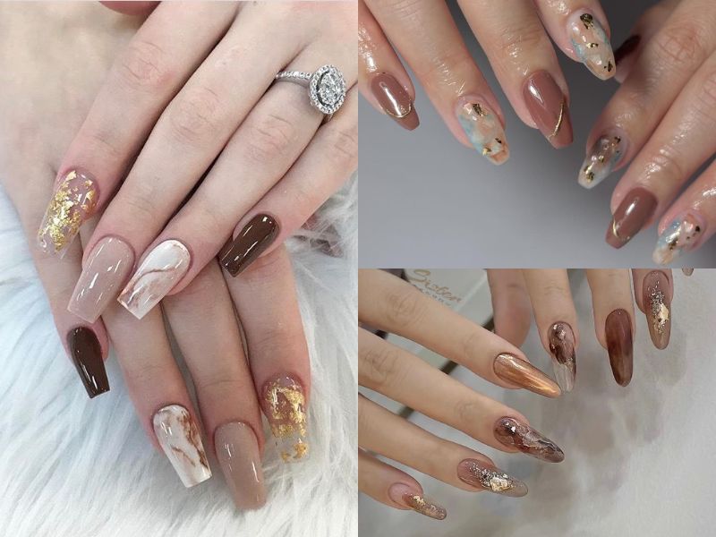 nail ẩn xà cừ màu nâu