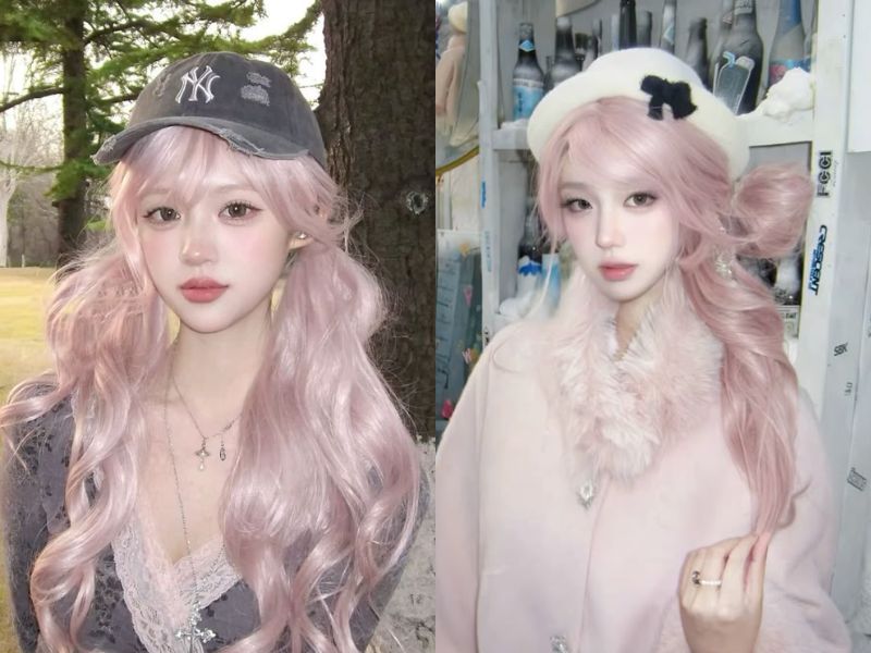 tóc màu hồng khói