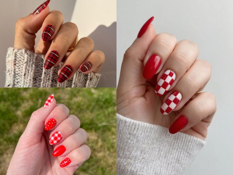 nail caro tone đỏ