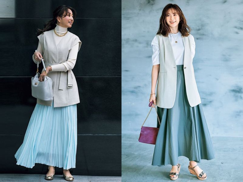 phối đồ thanh lịch với sắc xanh lơ