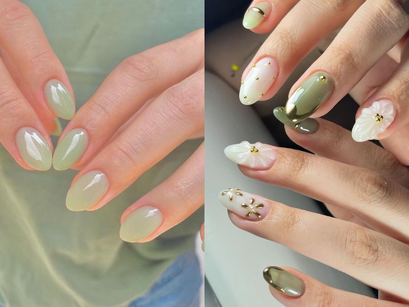 nail màu xanh ngọc