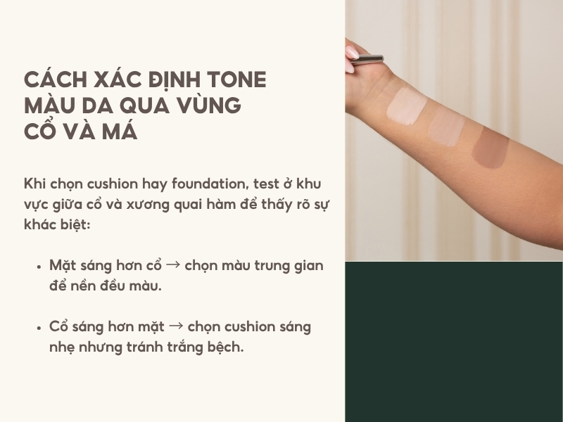 Cách xác định tone màu da qua vùng cổ và má