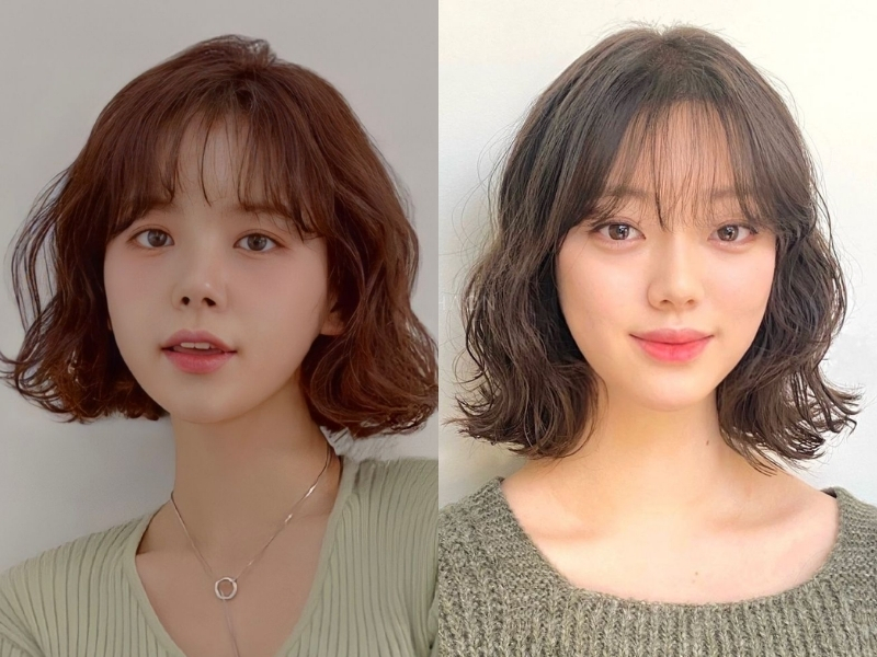 Kiểu tóc xoăn ngắn mái thưa 