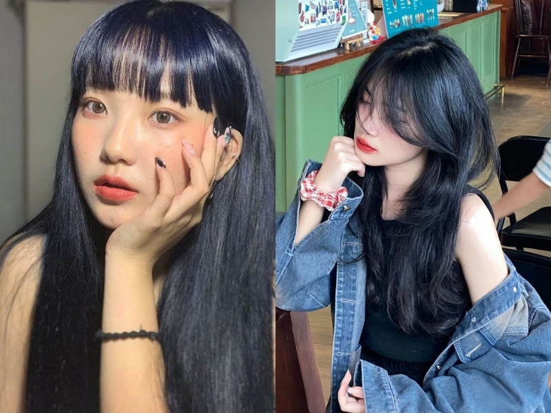 Tóc xanh đen đậm ghi