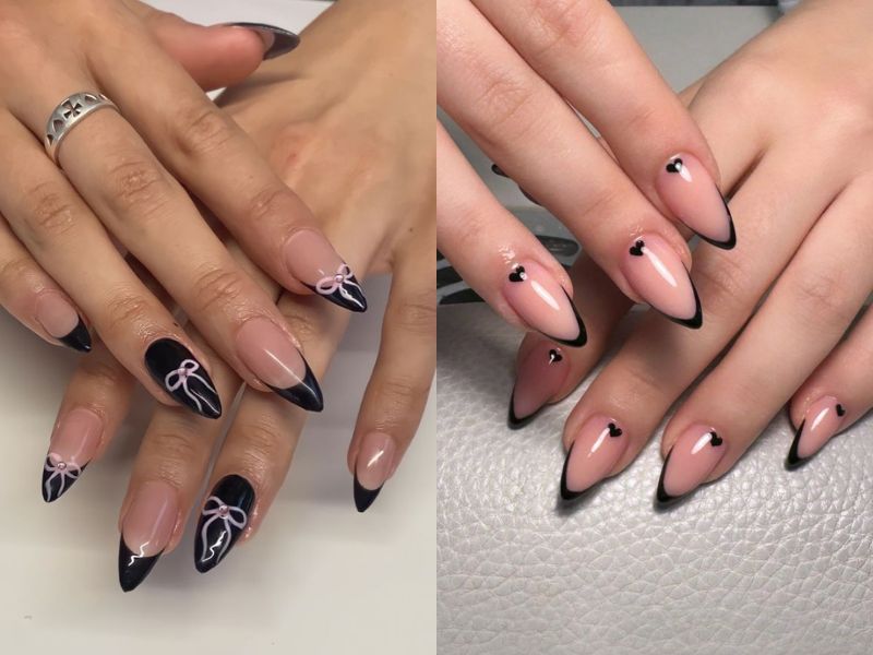 nail màu hồng đen