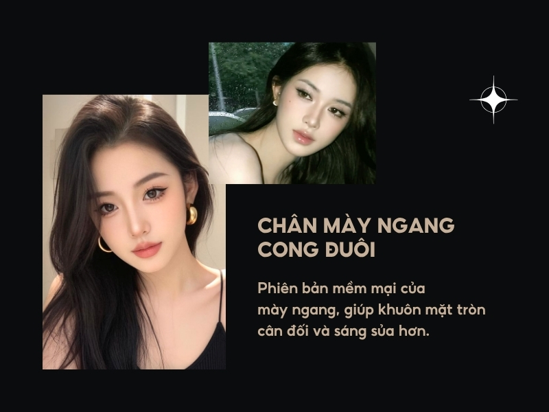 Chân mày ngang cong đuôi tự nhiên
