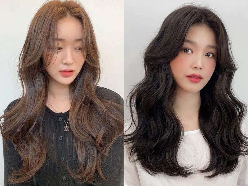 Kiểu tóc xoăn dài layer cho mặt dài