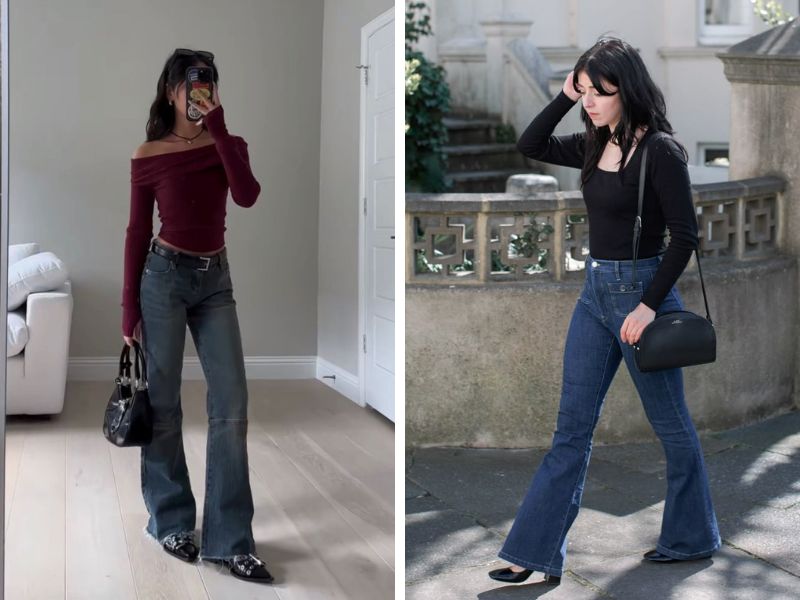 gợi ý outfit với quần ống loe cho người lùn