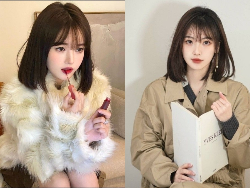 Kiểu tóc ngang vai cụp nhẹ 