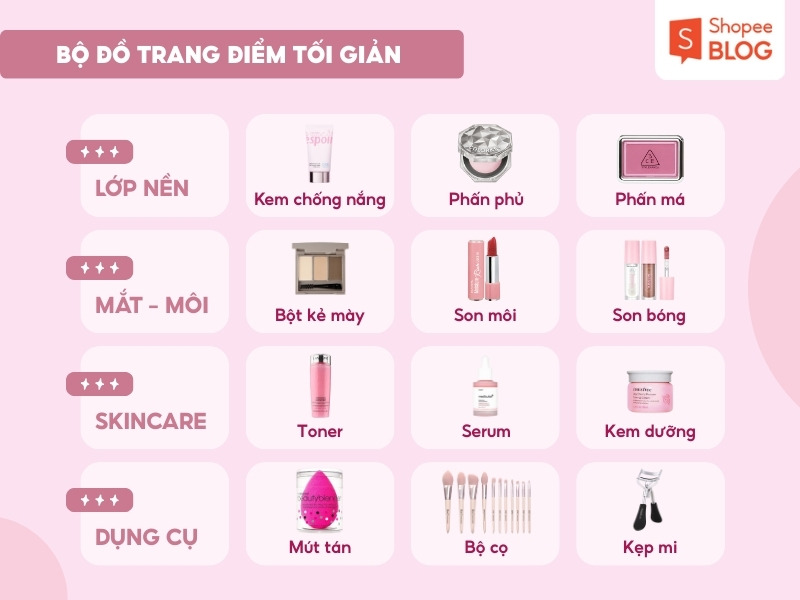 Bộ đồ trang điểm tối giản