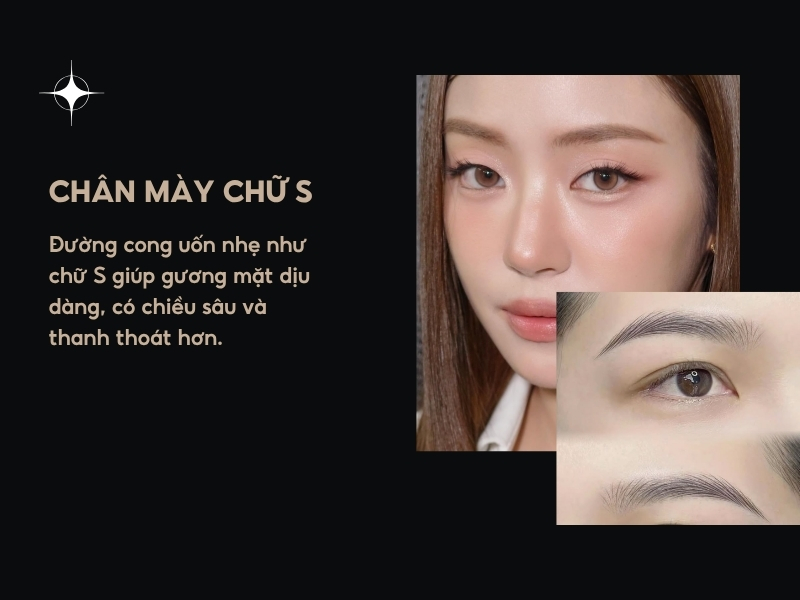 Chân mày hình chữ S nữ tính 