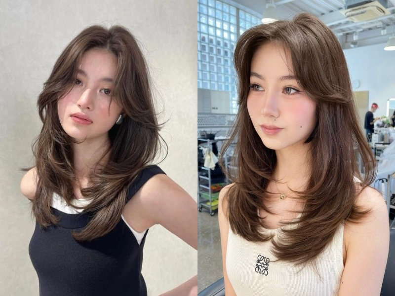 Tóc mái bay dáng dài 