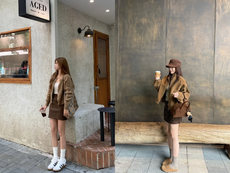 Outfit tone-sur-tone nâu