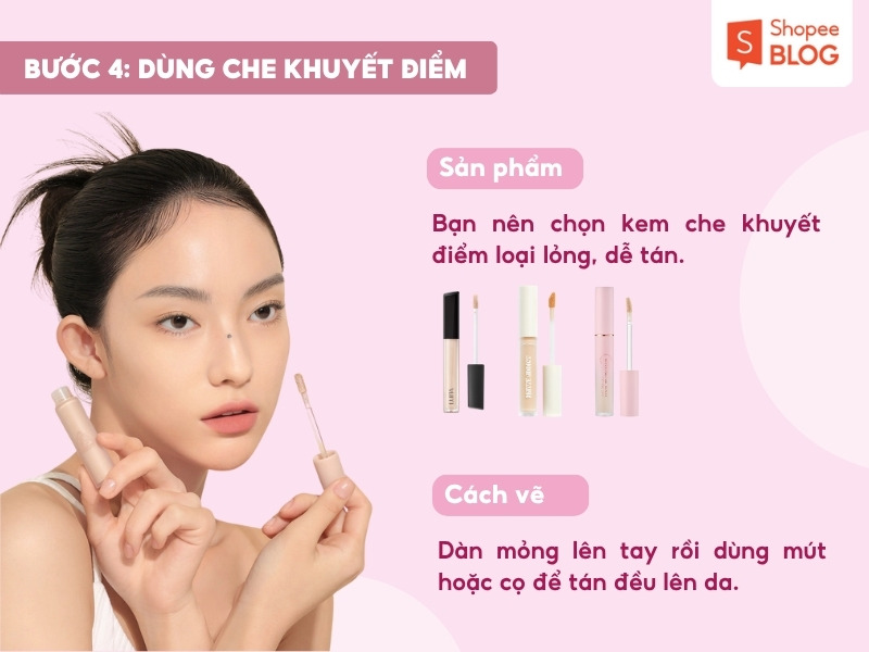 Bước dùng kem che khuyết điểm
