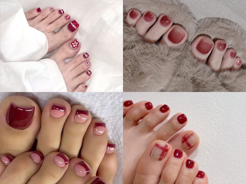 móng chân đỏ hồng