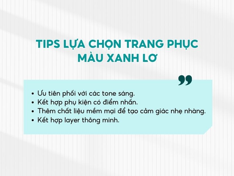 Tips lựa chọn mix&match với trang phục màu xanh lơ