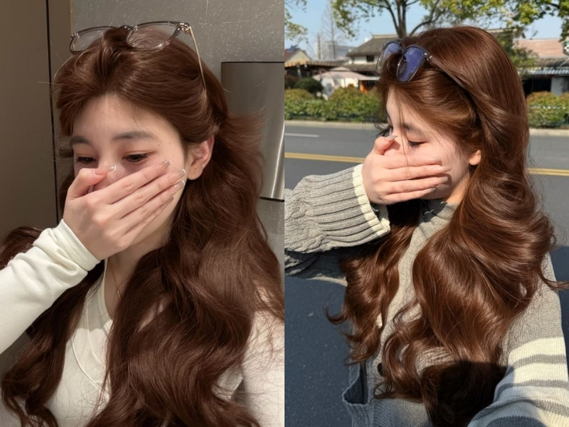 Tóc nhuộm tone màu nâu hạt dẻ 