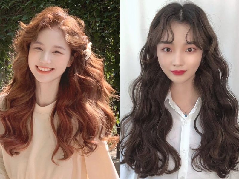 Tóc mái layer uốn xoăn xù mì