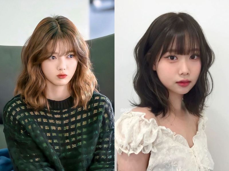 tóc uốn gợn sóng ngang vai