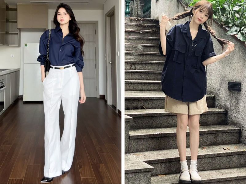 chọn size áo sơ mi nữ theo kiểu áo