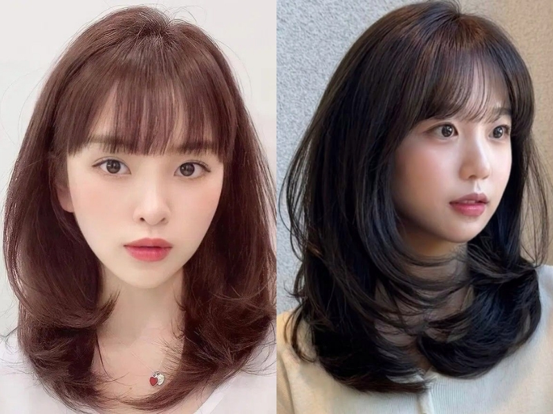 Tóc ngắn cắt layer mái ngang 