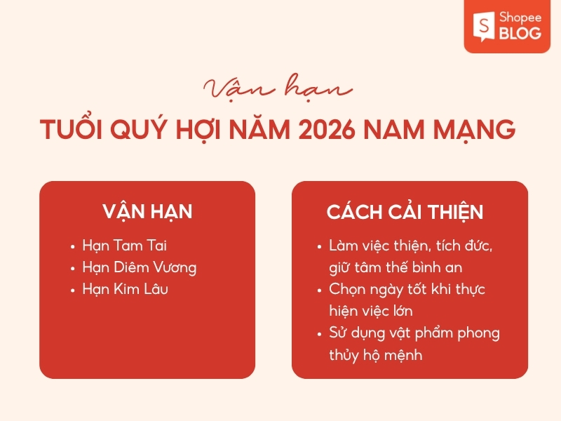 Các vận hạn của tuổi Quý Hợi năm 2026 nam mạng