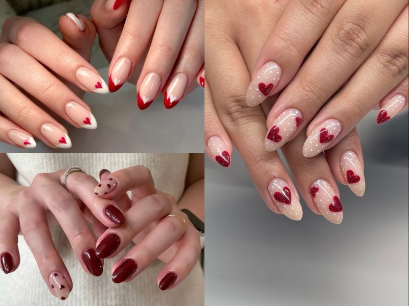 nail trái tim đỏ