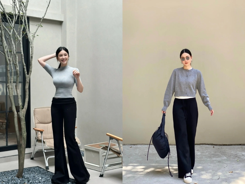 Phối đồ với bộ đôi xám – đen