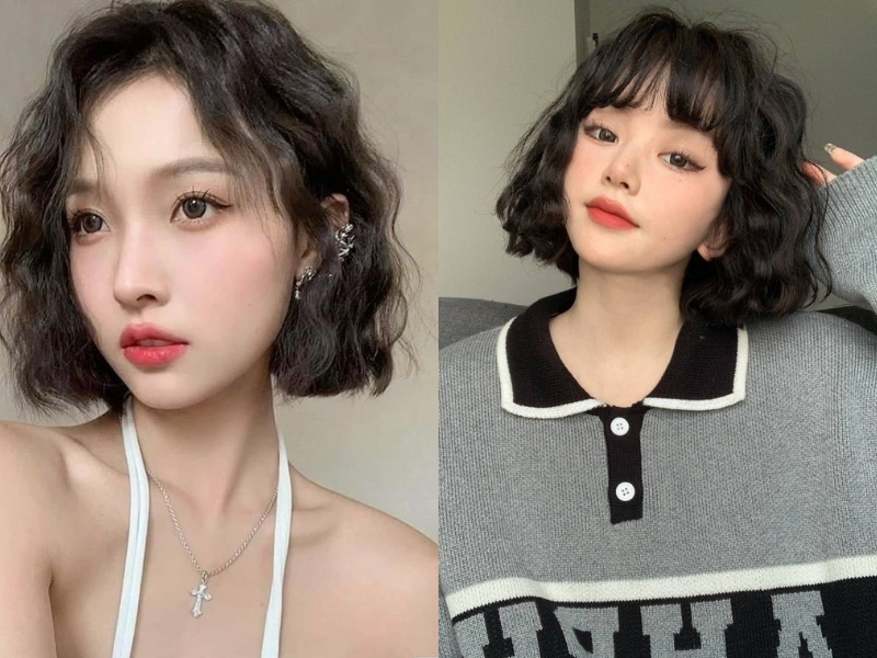 Tóc nữ ngắn uốn xoăn